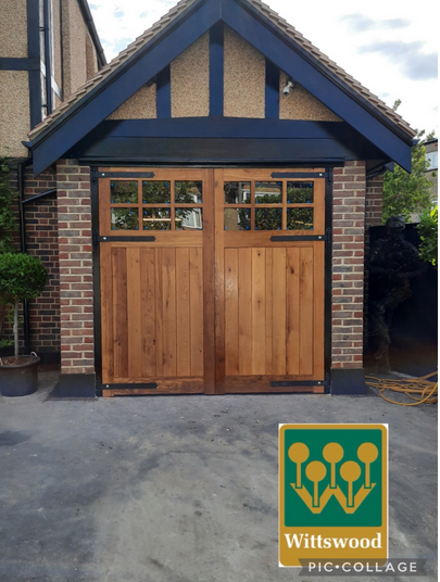 Glazed Doors Solid Oak Garage Doors with 6 Glazing Panels